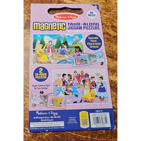 Melissa & Doug. Princess Take Along Magnetic Jigsaw Puzzles (2 15-Piece Puzzles) - Picture 2 of 5